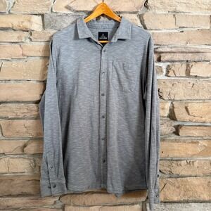prAna Ronnie Mens XL Gray Organic Cotton Blend Long Sleeve Button Down Shirt